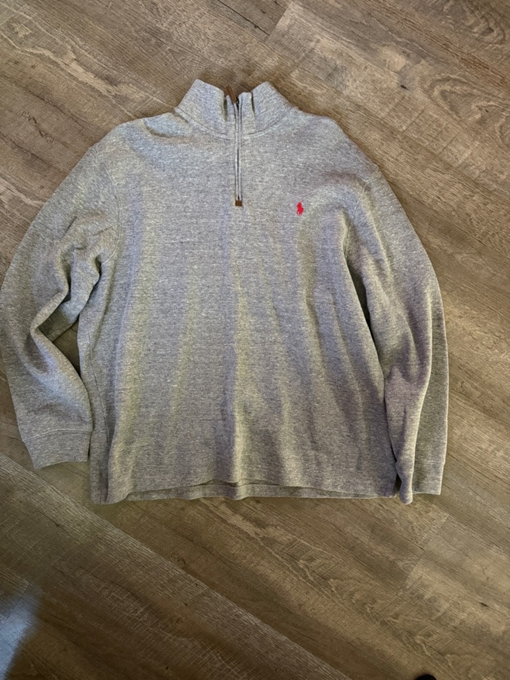 Polo by Ralph Lauren Light Gray Half-Zip Sweater with Red Logo